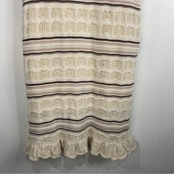 Freshman 1996 BOHO Crochet Knit Ruffle Striped Sleeveless Maxi Dress Large (NWT) - Picture 4 of 5